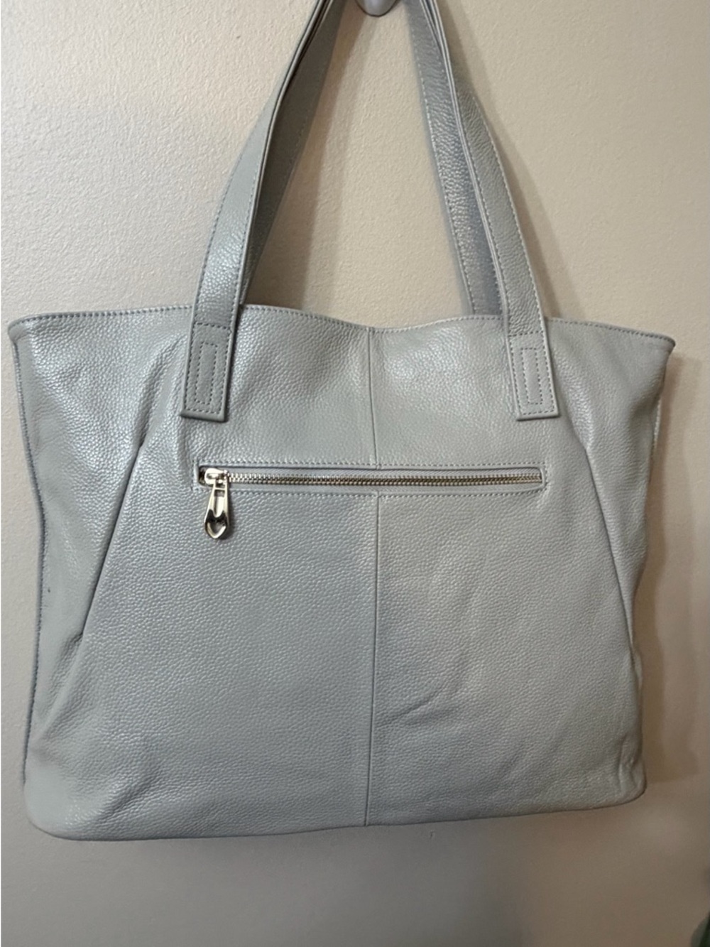 Classic Pebbled Leather Tote in Light Gray - Picture 2 of 15
